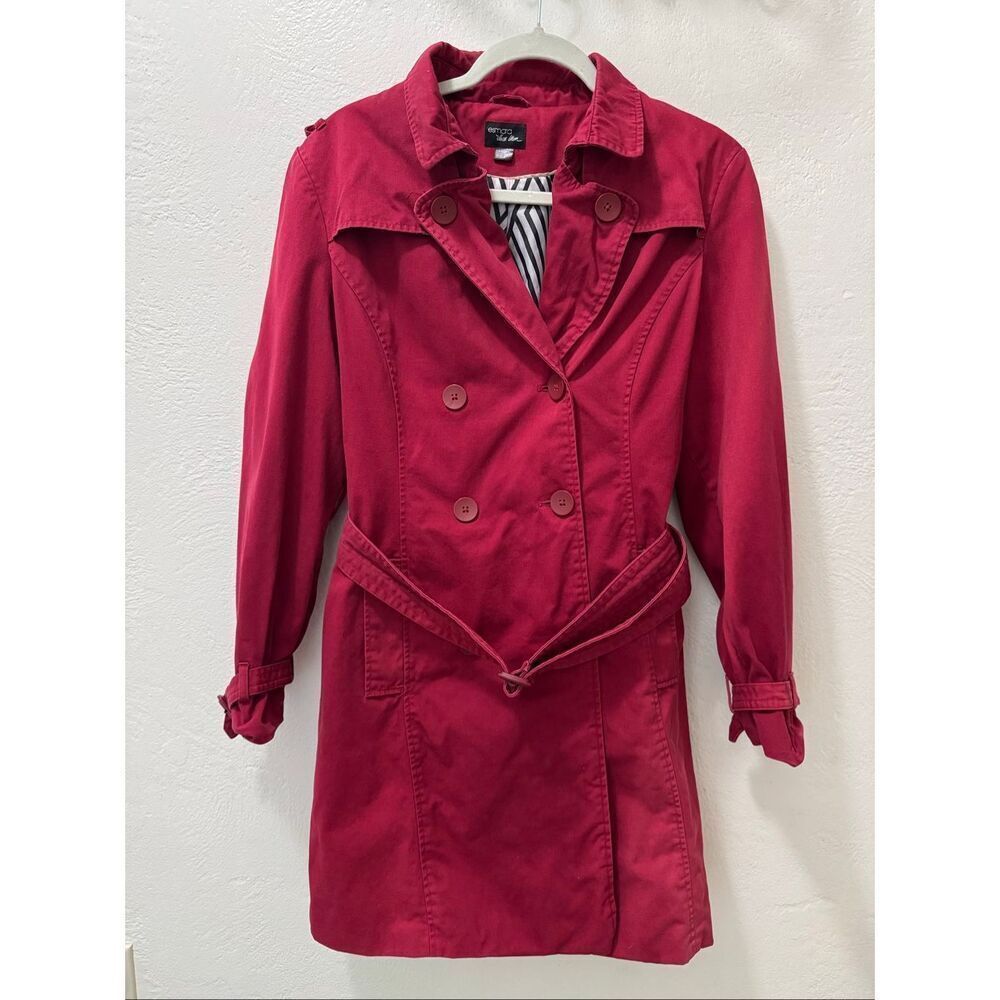 Esmara by Heidi Klum Red Button Belted Trench Coat XL